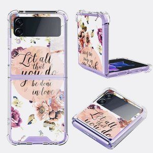 Protect Case Samsung Galaxy Z Flip 3 5G Case (2021) Bible Floral Print Design